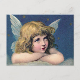Heavenly angel daydreaming on a cloud in the sky postkarte