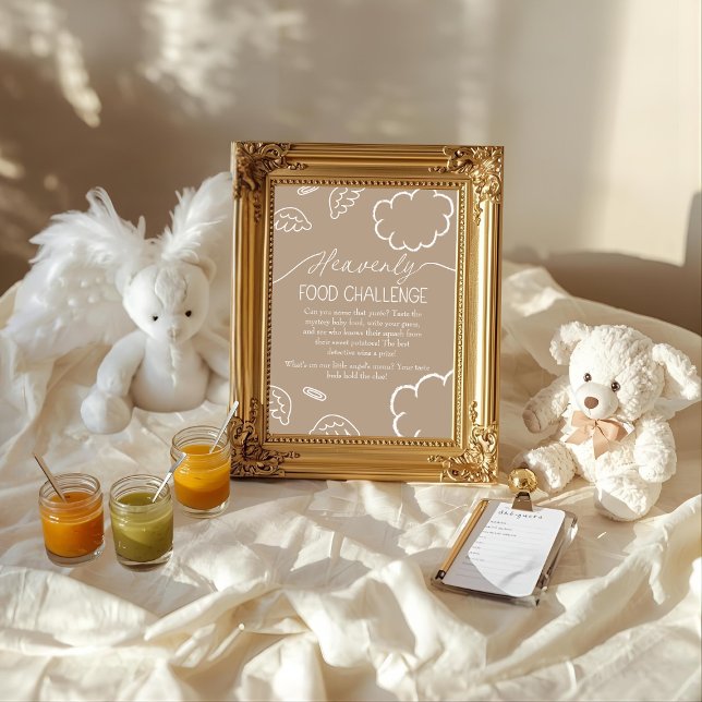 Heavenly Beige  Baby Food Challenge Game Sign Einladung (Heavenly Beige Baby Food Challenge Game Sign)