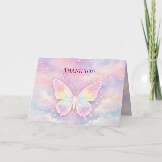 Heavenly Butterfly Memorial Thank You Card Dankeskarte (Vorderseite)