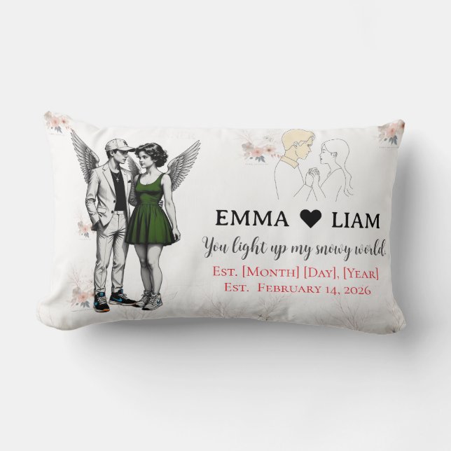 Heavenly Duo Cherubs – Kawaii Angel  Throw Pillow Lendenkissen (Vorderseite)