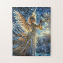 Heavenly Fanfare Angel Playing Trumpet Puzzle