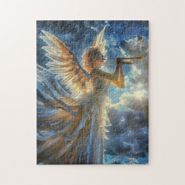 Heavenly Fanfare Angel Playing Trumpet Puzzle (Vertikal)