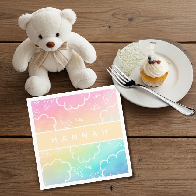  Heavenly Personalized Name Halo Cloud Rainbow   Serviette (Heavenly Personalized Name Halo Cloud Rainbow Napkins)