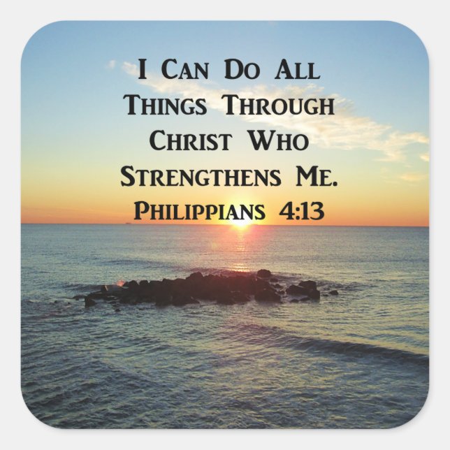 HEAVENLY PHILIPPIANS 4:13 SCRIPTURE DESIGN QUADRATISCHER AUFKLEBER (Vorderseite)