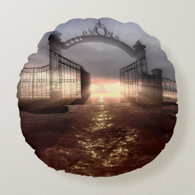 Heavens Gate Rundes Kissen (Vorderseite)