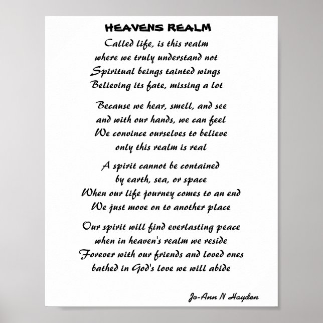 HEAVENS REALM POEM POSTER (Vorne)