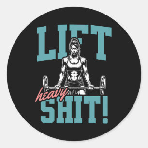 Heavy 2 Funny Gym Workout T-Shirt Powerlift Hu Runder Aufkleber