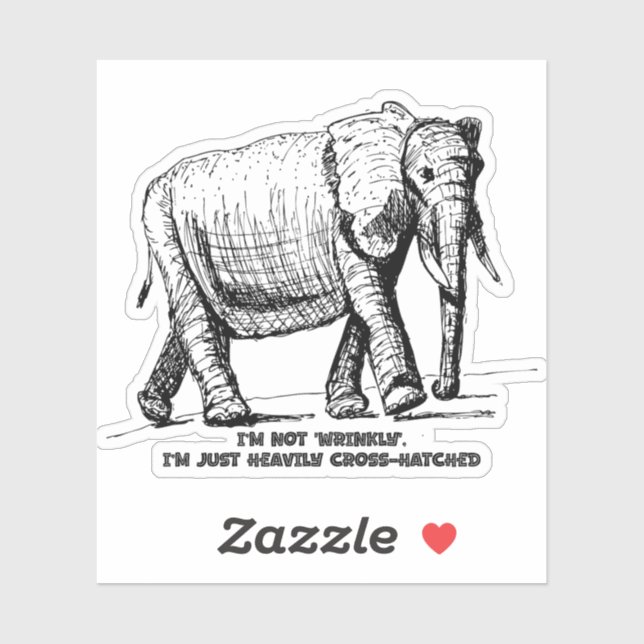 Heavy Cross-Hatched Elephant Aufkleber (Blatt)