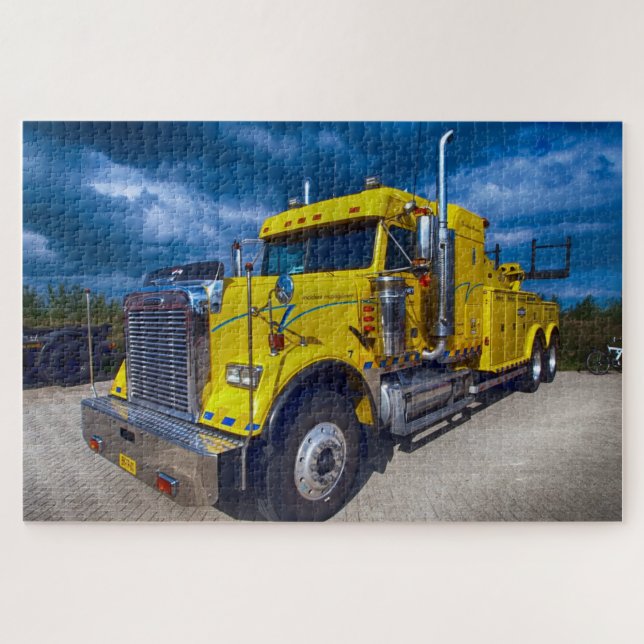 Heavy Duty Big Rig Yellow Semi Truck Puzzle (Horizontal)