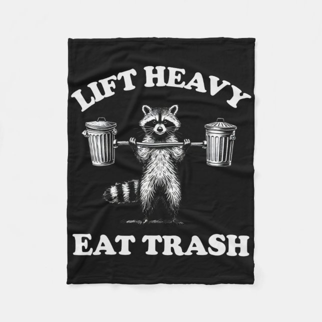 Heavy Eat Trash Gewicht Lifting Funny Workout Fleecedecke (Vorderseite)