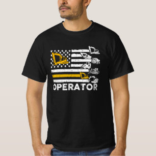 Heavy Equipment Operator Us Flag T-Shirt
