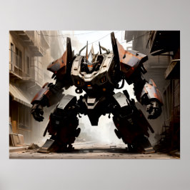 Heavy mech in aggressiver Haltung Poster