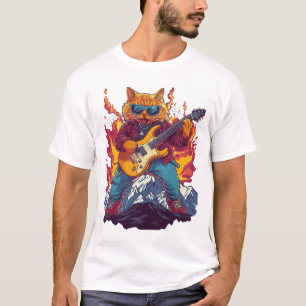 Heavy Meowtal � Rocking Cat Grafik T-Shirt für Mus