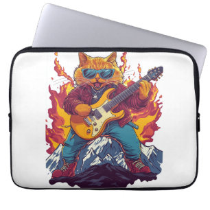Heavy Meowtal – Rocking Cat Grafik T-Shirt für Mus Laptopschutzhülle
