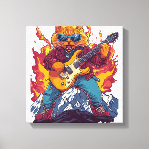 Heavy Meowtal – Rocking Cat Grafik T-Shirt für Mus Leinwanddruck