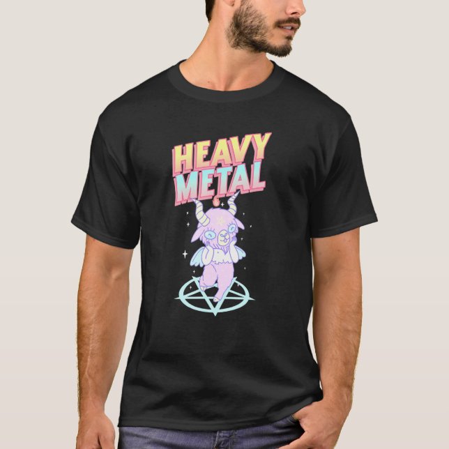 Heavy Metal Baby Goat Satanic Goth Death Metal T-Shirt (Vorderseite)