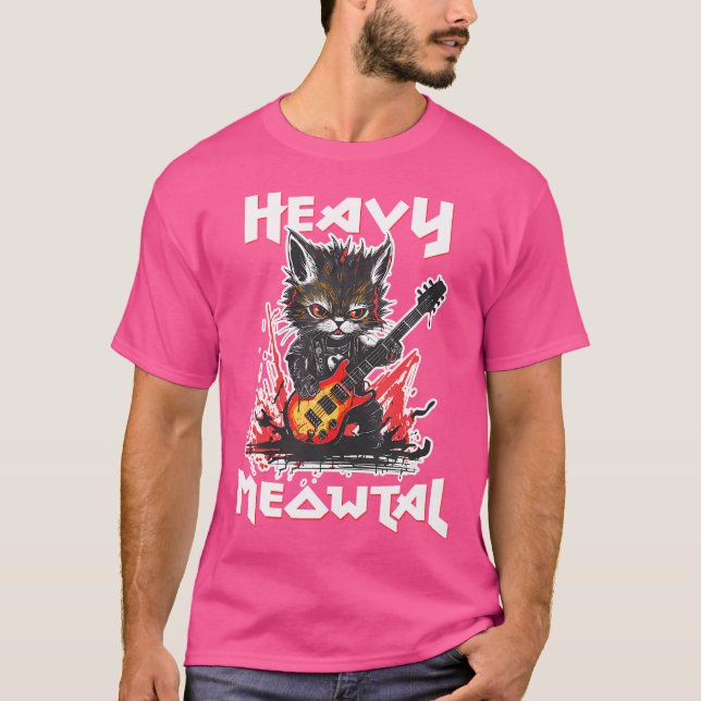 Heavy Metal Cat Playing Gitarre Rock Cat Music Hea T-Shirt (Vorderseite)