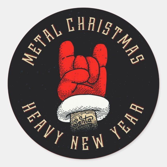 Heavy Metal Christmas Classic Round Sticker (Vorderseite)