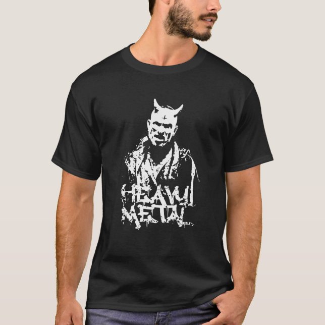 Heavy Metal Devil Horns Rock Graphic Goth T-Shirt (Vorderseite)