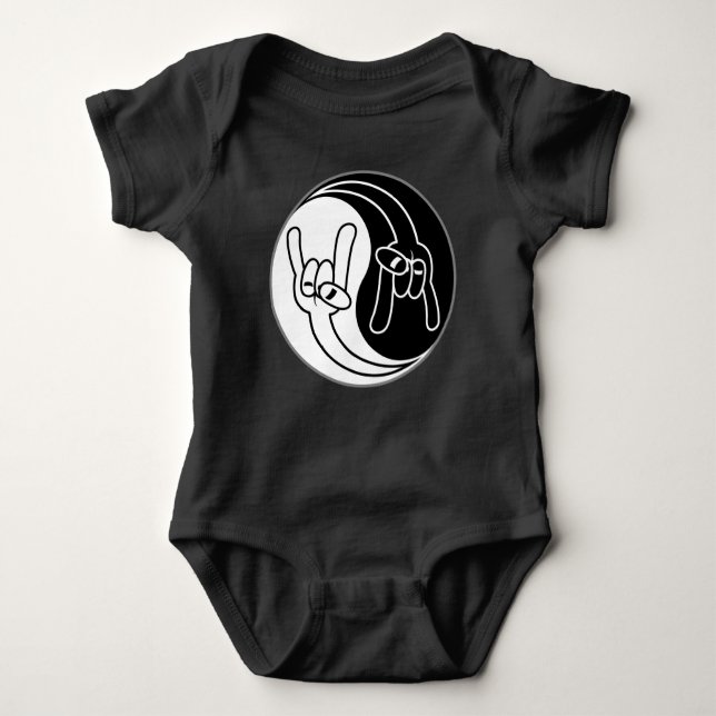 Heavy Metal Devil Horns Yin Yang Baby Strampler (Vorderseite)