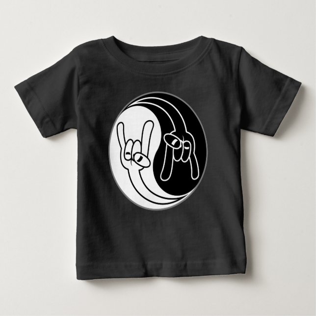 Heavy Metal Devil Horns Yin Yang Baby T-shirt (Vorderseite)