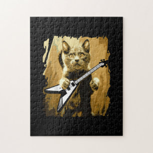 Heavy Metal Gitarre spielen Cat Rocker Gitarre Puzzle