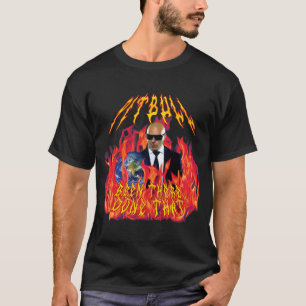 Heavy-Metal-Pitbull mit Flammen T-Shirt