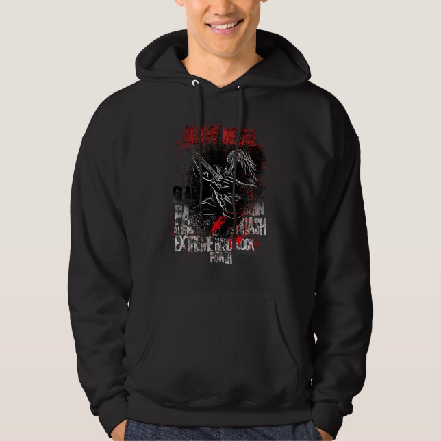 Heavy Metal Power Hard Rock Guitar Player Hoodie (Vorderseite)
