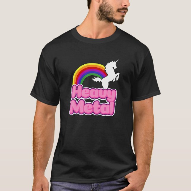 Heavy Metal Rainbow Halloween Unicorn Rock Konzert T-Shirt (Vorderseite)