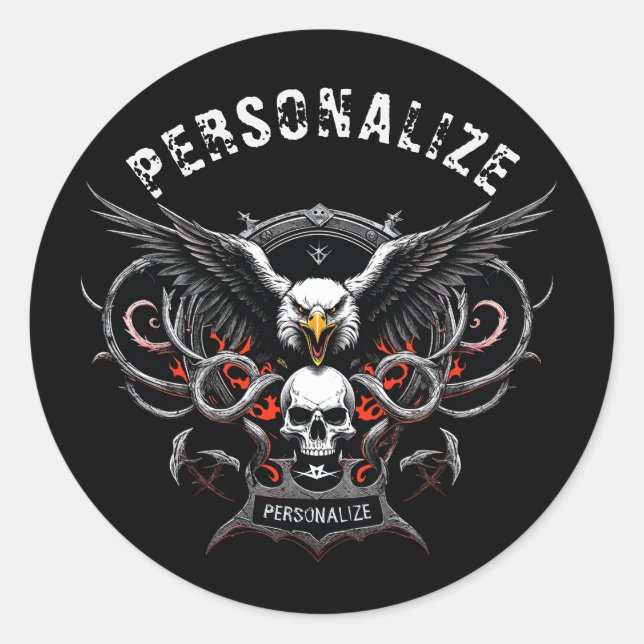 Heavy Metal Rock & Roll Band Decal Item bearbeitba Runder Aufkleber (Vorderseite)