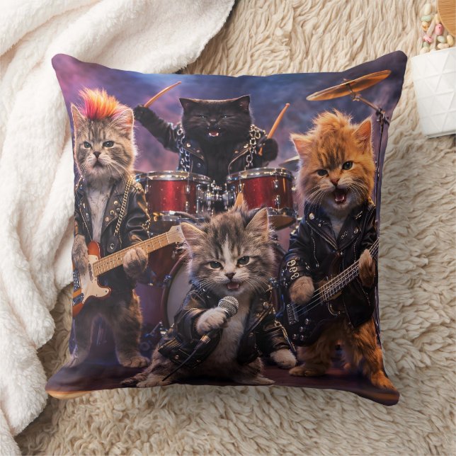 Heavy metal rockstar kittens punk band throw cushi kissen (Decke)
