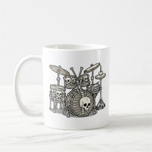 Heavy-Metal-Skelett-Schlagzeug-Set Kaffeetasse