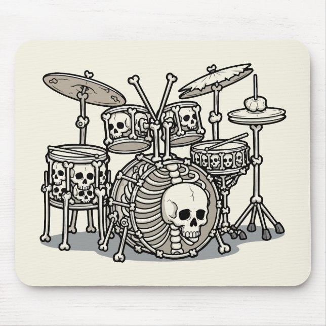 Heavy-Metal-Skelett-Schlagzeug-Set Mousepad (Vorne)