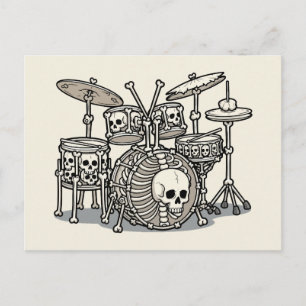 Heavy-Metal-Skelett-Trommelset Postkarte