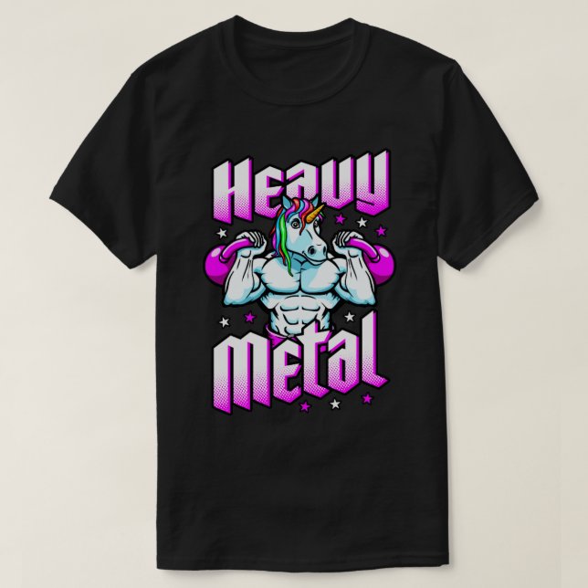 Heavy Metal Unicorn Magical Gym Workout Kettlebell T-Shirt (Design vorne)