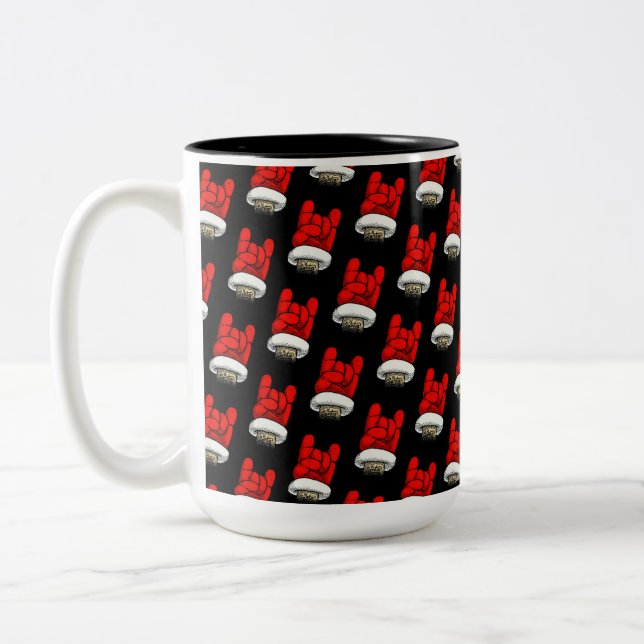 Heavy Metal Weihnachtshörer-Muster Zweifarbige Tasse (Links)