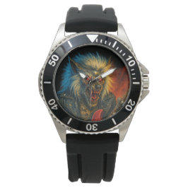 Heavy-Metal-Wolve spielt Gitarre Armbanduhr