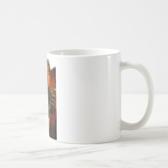 Heavy-Metal-Wolve spielt Gitarre Kaffeetasse (Rechts)