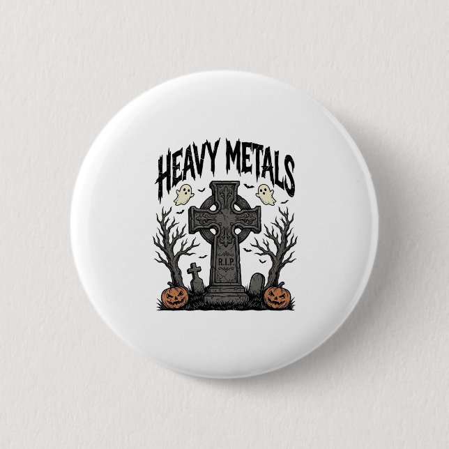 Heavy Metals Halloween-Friedhofs-Vektordesign_1 Button (Vorderseite)
