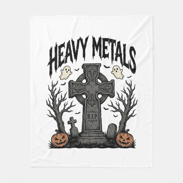 Heavy Metals Halloween-Friedhofs-Vektordesign_1 Fleecedecke (Vorderseite)