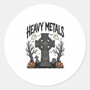 Heavy Metals Halloween-Friedhofs-Vektordesign_1 Runder Aufkleber