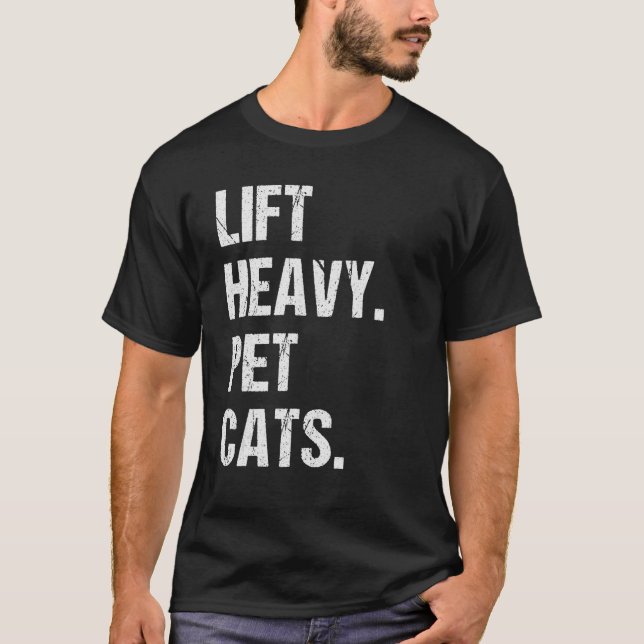 Heavy Pet Cats Bodybuilding Funny Weight Lift T-Shirt (Vorderseite)