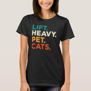 Heavy Pet Katzen Funny Gym Workout Gewicht Lifte T-Shirt
