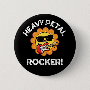 Heavy Petal Rocker Funny Blume Puck Dark BG Button