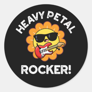 Heavy Petal Rocker Funny Music Flower Pun Dark BG Runder Aufkleber