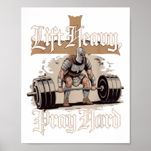 Heavy Pray Hard Christlich Warrior Gym Workout Poster