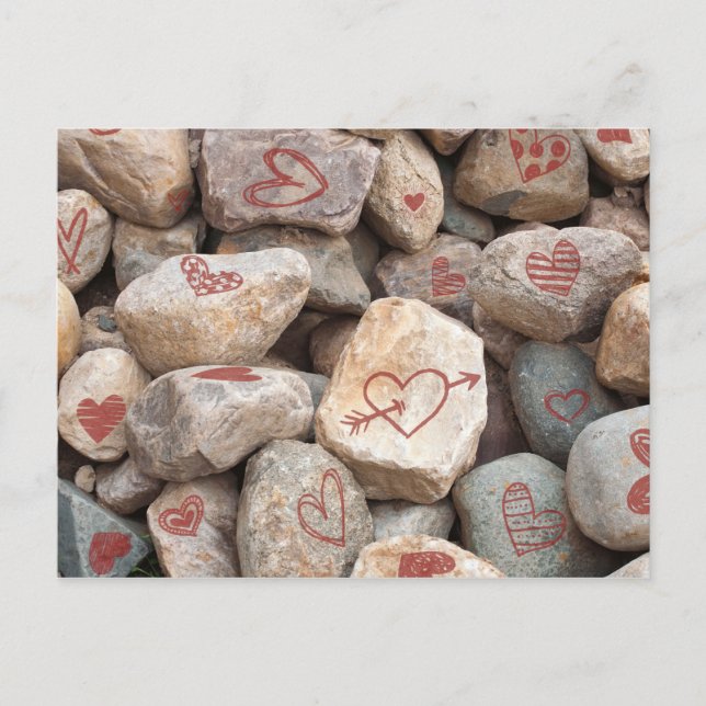 Heavy Valentine Hearts, handgezeichnete Kunstdruck Postkarte (Vorderseite)