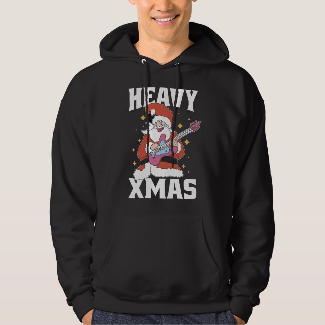 Heavy Xmas Metal Santa Gitarre spielen Hoodie (Vorderseite)
