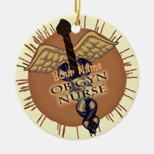 Hebamme Frauenheilkunde Caduceus Keramik Ornament