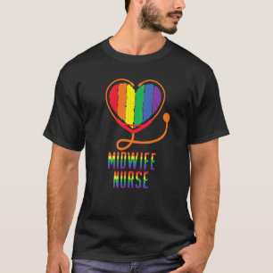 Hebamme Krankenpfleger Stethoskop Lesbisch Schwul T-Shirt